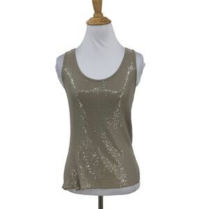 Scandal Sequin Tank Top Womens S Small Gray Made Italy Racerback Stretch Scoop